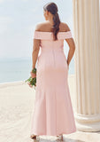 Trumpet/Mermaid Off-the-Shoulder Sleeveless Floor-Length Stretch Crepe Plus Size Bridesmaid Dresses Savanna STKP0025261