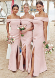 Trumpet/Mermaid Off-the-Shoulder Sleeveless Floor-Length Stretch Crepe Plus Size Bridesmaid Dresses Savanna STKP0025261