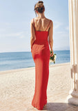 Trumpet/Mermaid V Neck Sleeveless Floor-Length Stretch Crepe Bridesmaid Dresses with Split Aileen STKP0025269