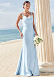 Trumpet/Mermaid Scoop Neck SleevelessFloor-Length Stretch Crepe Bridesmaid Dresses with Split Louisa STKP0025271