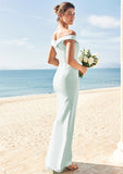 Trumpet/Mermaid Off-the-Shoulder Sleeveless Floor-Length Stretch Crepe Bridesmaid Dresses with Split Meg STKP0025274