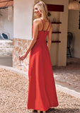 Sheath/Column Cowl Neck Sleeveless Floor-Length Stretch Crepe Bridesmaid Dresses with Pleated Split Sonia STKP0025289