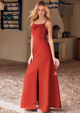 Sheath/Column Cowl Neck Sleeveless Floor-Length Stretch Crepe Bridesmaid Dresses with Pleated Split Sonia STKP0025289