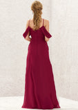 A-line Scalloped Neck Sleeveless Chiffon Long/Floor-Length Bridesmaid Dresses With Pockets Gloria STKP0025310