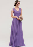 Sleeveless Scalloped Neck Chiffon Long/Floor-Length Bridesmaid Dresseses With Pleated Jaslyn STKP0025314