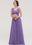 Sleeveless Scalloped Neck Chiffon Long/Floor-Length Bridesmaid Dresseses With Pleated Jaslyn STKP0025314