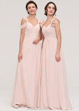 Sweetheart Sleeveless A-line/Princess Chiffon Long/Floor-Length Bridesmaid Dresses With Pleated Shoulder Flower Ansley STKP0025315