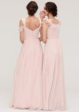 Sweetheart Sleeveless A-line/Princess Chiffon Long/Floor-Length Bridesmaid Dresses With Pleated Shoulder Flower Ansley STKP0025315