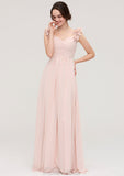 Sweetheart Sleeveless A-line/Princess Chiffon Long/Floor-Length Bridesmaid Dresses With Pleated Shoulder Flower Ansley STKP0025315