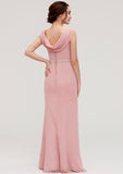 Sleeveless Sheath/Column Long/Floor-Length Chiffon Bridesmaid Dresses With Waistband Beading Sabrina STKP0025317