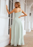 A-line One-Shoulder Sleeveless Long/Floor-Length Chiffon Bridesmaid Dresses With Split Madyson STKP0025333