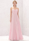 A-line Sweetheart Sleeveless Long/Floor-Length Chiffon Bridesmaid Dresses With Pleated Riya STKP0025335