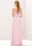 A-line Sweetheart Sleeveless Long/Floor-Length Chiffon Bridesmaid Dresses With Pleated Riya STKP0025335