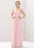 A-line Sweetheart Sleeveless Long/Floor-Length Chiffon Bridesmaid Dresses With Pleated Riya STKP0025335