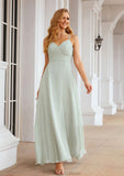 A-line Sweetheart Sleeveless Long/Floor-Length Chiffon Bridesmaid Dresses With Pleated Split.co.uk Gertrude STKP0025339