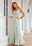 A-line Sweetheart Sleeveless Long/Floor-Length Chiffon Bridesmaid Dresses With Pleated Split.co.uk Gertrude STKP0025339