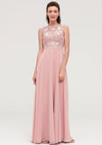 Sleeveless Chiffon A-line/Princess Long/Floor-Length Bridesmaid Dresseses With Sashes Appliqued Teagan STKP0025348