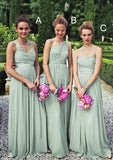 Pleated Sleeveless Floor-Length A-Line Combination Gentle Bridesmaid Dresseses Amaya STKP0025353