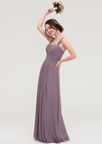 Square Neckline Sleeveless Chiffon Long/Floor-Length A-line/Princess Bridesmaid Dresses With Pleated Christine STKP0025356