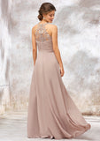 A-line Sweetheart Sleeveless Chiffon Long/Floor-Length Bridesmaid Dresses With Lace Pleated Thirza STKP0025365