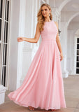 A-line Scalloped Neck Sleeveless Chiffon Long/Floor-Length Bridesmaid Dresses With Beading Sarahi STKP0025393