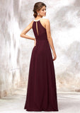 Sleeveless Scoop Neck Long/Floor-Length Chiffon A-line/Princess Bridesmaid Dresses With Pleated Beading Johanna STKP0025406