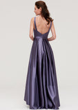 Sleeveless Bateau Ankle-Length Satin A-line/Princess Bridesmaid Dresses With Pleated April STKP0025409