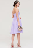 Sleeveless Sweetheart Chiffon Knee-Length A-line/Princess Bridesmaid Dresses With Pleated Flowers Kayla STKP0025413