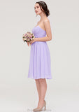 Sleeveless Sweetheart Chiffon Knee-Length A-line/Princess Bridesmaid Dresses With Pleated Flowers Kayla STKP0025413