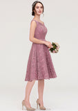 Sweetheart Sleeveless A-line/Princess Lace Knee-Length Bridesmaid Dresses Chasity STKP0025421