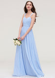 Sleeveless Sweetheart Long/Floor-Length Chiffon A-line/Princess Bridesmaid Dresses With Pleated Megan STKP0025437