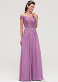 Sleeveless Off-the-Shoulder Long/Floor-Length Chiffon A-line/Princess Bridesmaid Dresseses With Appliqued Amaris STKP0025442