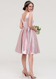 Bateau Sleeveless Taffeta Knee-Length A-line/Princess Bridesmaid Dresses With Ruffles  -   Mira STKP0025444