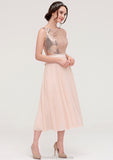 Sleeveless Bateau Chiffon A-line/Princess Bridesmaid Dresses With Sashes Sequins Jazmyn STKP0025454