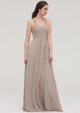 Sleeveless Sweetheart Long/Floor-Length Chiffon A-line/Princess Bridesmaid Dresses With Pleated Lace Aliya STKP0025457