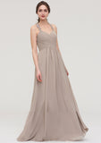 Sleeveless Sweetheart Long/Floor-Length Chiffon A-line/Princess Bridesmaid Dresses With Pleated Lace Aliya STKP0025457