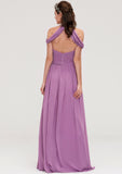 Scoop Neck Sleeveless Chiffon A-line/Princess Long/Floor-Length Bridesmaid Dresseses With Pleated Clara STKP0025461