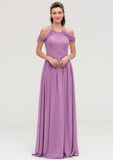 Scoop Neck Sleeveless Chiffon A-line/Princess Long/Floor-Length Bridesmaid Dresseses With Pleated Clara STKP0025461