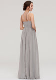 Halter Sleeveless A-line/Princess Long/Floor-Length Chiffon Bridesmaid Dresses With Pleated Christine STKP0025462