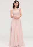 Sleeveless V Neck Long/Floor-Length Chiffon A-line/Princess Bridesmaid Dresses With Pleated Appliqued Selina STKP0025467