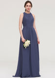 Sleeveless Scoop Neck ong/Floor-Length Chiffon A-line/Princess LStormy Bridesmaid Dresses With Pleated Jada STKP0025470