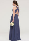 Sleeveless Scoop Neck ong/Floor-Length Chiffon A-line/Princess LStormy Bridesmaid Dresses With Pleated Jada STKP0025470