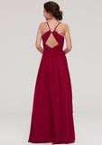 Sleeveless Sweetheart Long/Floor-Length Chiffon A-line/Princess Bridesmaid Dresseses With Split Pleated Lizeth STKP0025477