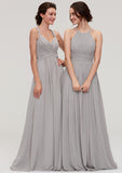 Sleeveless Sweetheart Long/Floor-Length Chiffon A-line/Princess Bridesmaid Dresseses With Pleated Beading Kaitlynn STKP0025478