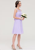 Sleeveless Knee-Length Chiffon A-line/Princess Bridesmaid Dresses With Sashes Lace Sophia STKP0025481