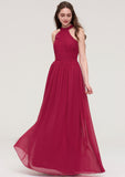 Halter Sleeveless Long/Floor-Length Chiffon A-line/Princess Bridesmaid Dresses With Pleated Rosalind STKP0025483