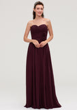 Sweetheart Sleeveless Long/Floor-Length Chiffon A-line/Princess Bridesmaid Dresses With Pleated Dayami STKP0025490