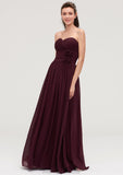 Sweetheart Sleeveless Long/Floor-Length Chiffon A-line/Princess Bridesmaid Dresses With Pleated Dayami STKP0025490