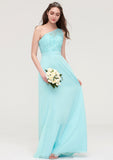 One-Shoulder Sleeveless Long/Floor-Length Chiffon A-line/Princess Bridesmaid Dresses With Lace Helen STKP0025491