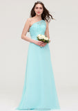 One-Shoulder Sleeveless Long/Floor-Length Chiffon A-line/Princess Bridesmaid Dresses With Lace Helen STKP0025491